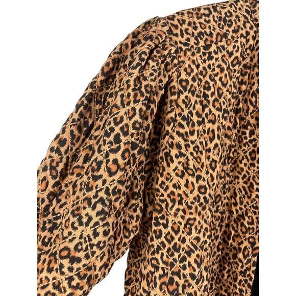 Something Navy Macaroon‎ Leopard Black Combo Reversible Quilted Coat Size Large - Picture 7 of 9